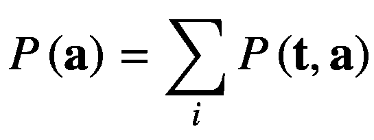 $$ Plef<em></em>t(mathbf{a}
ight)=sum limits_iPlef<em></em>t(mathbf{t},mathbf{a}
ight) $$